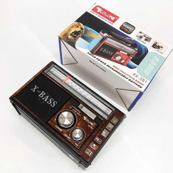 Радіоприймач портативне радіо Golon RX-381 акумуляторний ретро стовпчик usb sd mp3 fm. Колір: коричневий 00017303 фото