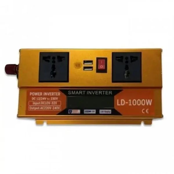 Перетворювач Інвертор 1000W 12V/24V + LCD, золотий 00018010 фото