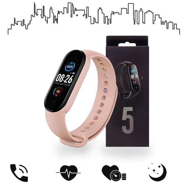 Смарт браслет M5 Smart Bracelet Фитнес трекер Watch Bluetooth. Цвет: розовый 00022023 фото