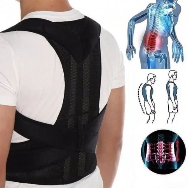 Грудопоперековий корсет коректор правильної постави back pain need help чорний для рівної спини від сутулості 00014741 фото