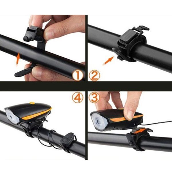 Велосипедный звонок + велофара 7588, ЗУ micro USB, встроенный аккумулятор, выносная кнопка для велосипеда 00016774 фото