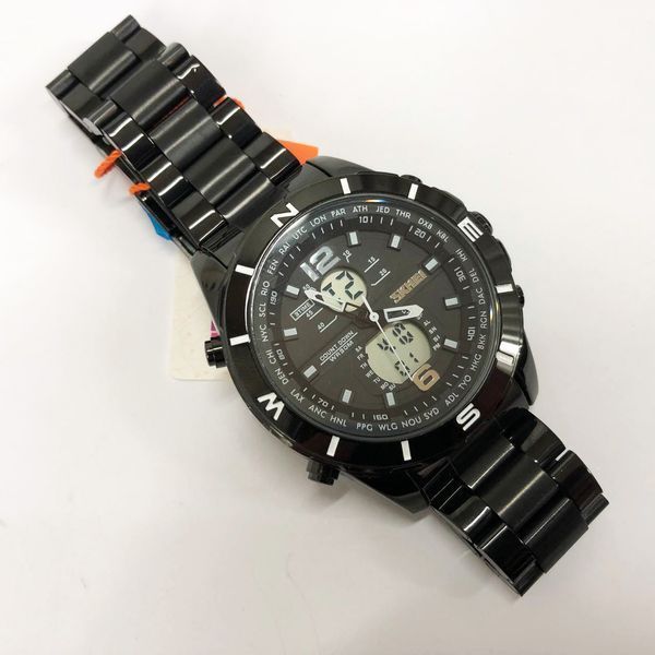 Годинник наручний чоловічий SKMEI 1670BKWT BLACK-WHITE, Армійський годинник протиударний. Колір: чорний 00022050 фото