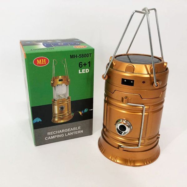 Туристический фонарь-лампа на солнечной батарее с павером CAMPING MH-5800T (6+1 LED). Цвет: коричневый 00023015 фото