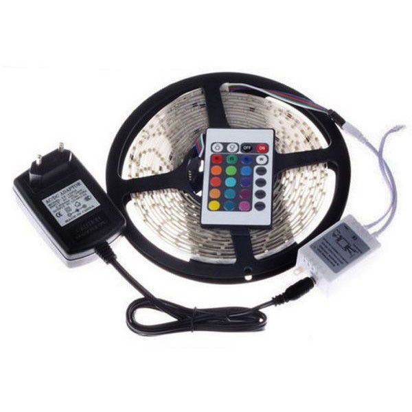 Світлодіодна стрічка SMD 5050 RGB LED 5 м IP65 з пультом та блоком живлення 220v, 5м, Стрічка світлодіодна 5050 00012573 фото