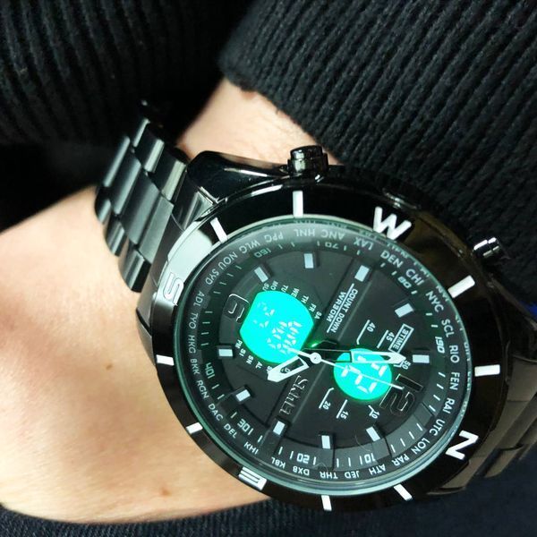 Годинник наручний чоловічий SKMEI 1670BKWT BLACK-WHITE, Армійський годинник протиударний. Колір: чорний 00022050 фото
