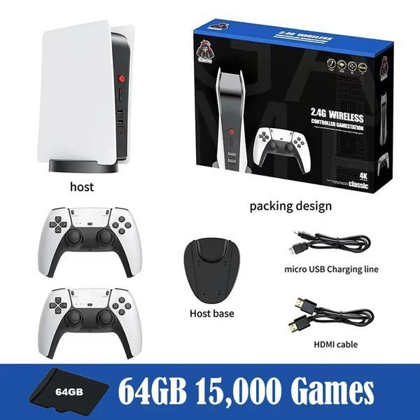 Ігрова приставка Бездротова телевізійна ігрова консоль HappyJoe White M5, 64 ГБ, 15000+ ігор, підтримка PS1/MAME/GBA 00017958 фото