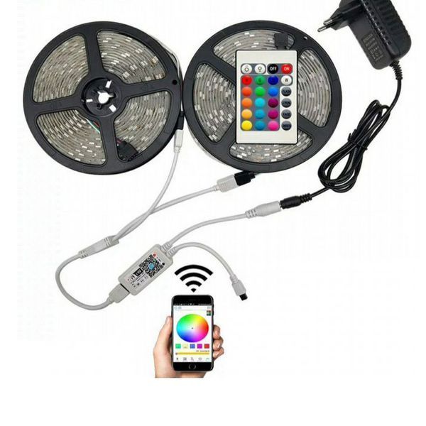 Світлодіодна стрічка SMD 5050 RGB LED 5 м IP65 з пультом та блоком живлення 220v, 5м, Стрічка світлодіодна 5050 00012573 фото