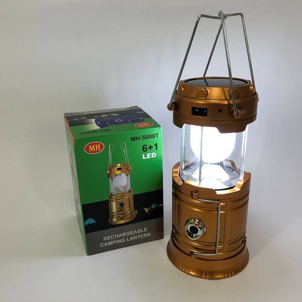 Туристический фонарь-лампа на солнечной батарее с павером CAMPING MH-5800T (6+1 LED). Цвет: коричневый 00023015 фото