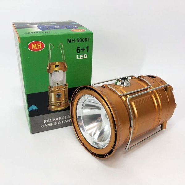 Туристический фонарь-лампа на солнечной батарее с павером CAMPING MH-5800T (6+1 LED). Цвет: коричневый 00023015 фото
