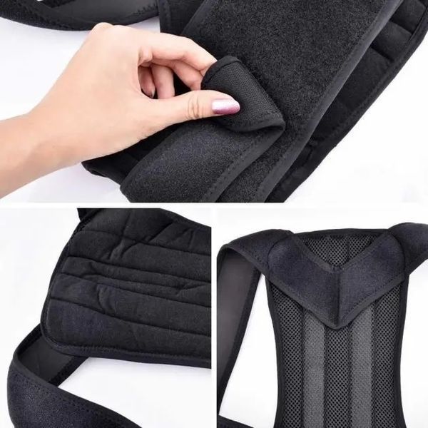 Грудопоперековий корсет коректор правильної постави back pain need help чорний для рівної спини від сутулості 00014741 фото
