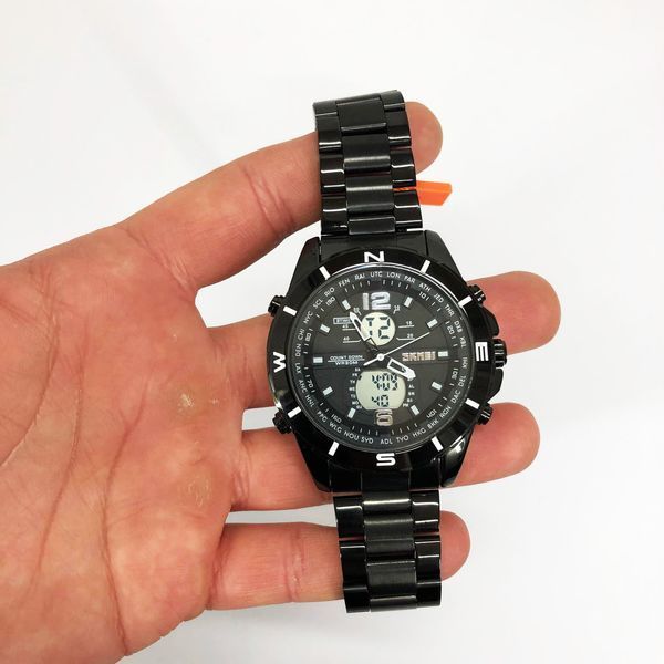 Годинник наручний чоловічий SKMEI 1670BKWT BLACK-WHITE, Армійський годинник протиударний. Колір: чорний 00022050 фото