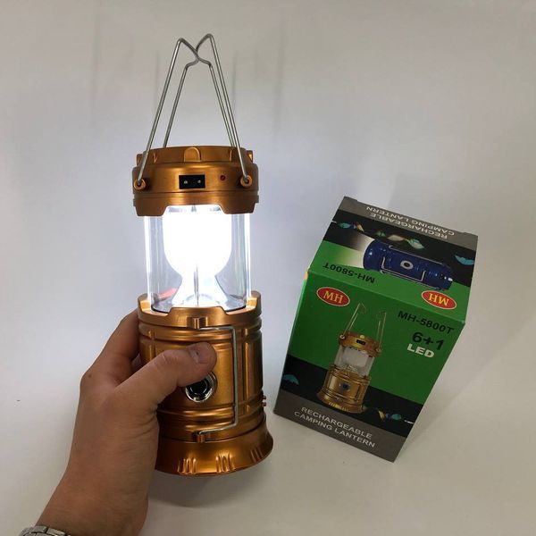 Туристический фонарь-лампа на солнечной батарее с павером CAMPING MH-5800T (6+1 LED). Цвет: коричневый 00023015 фото