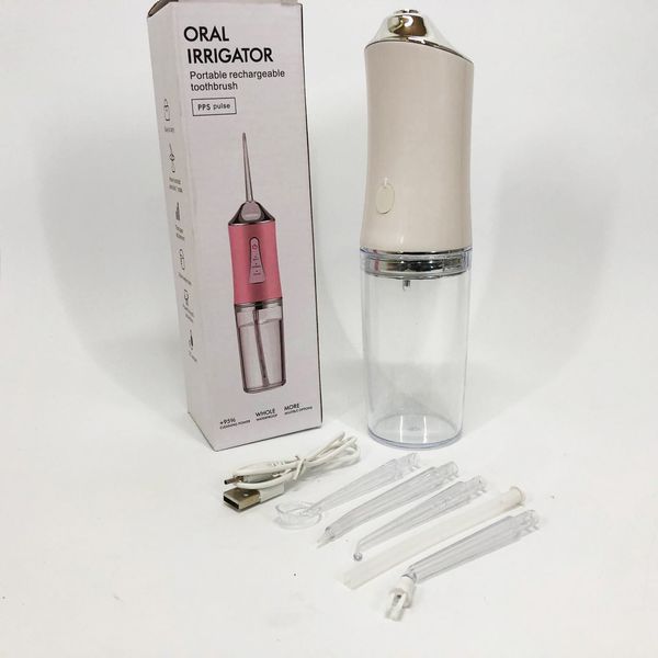 Ирригатор для чистки зубов и полости рта oral irrigator с аккумулятором и сменными насадками. цвет: белый 00014507 фото