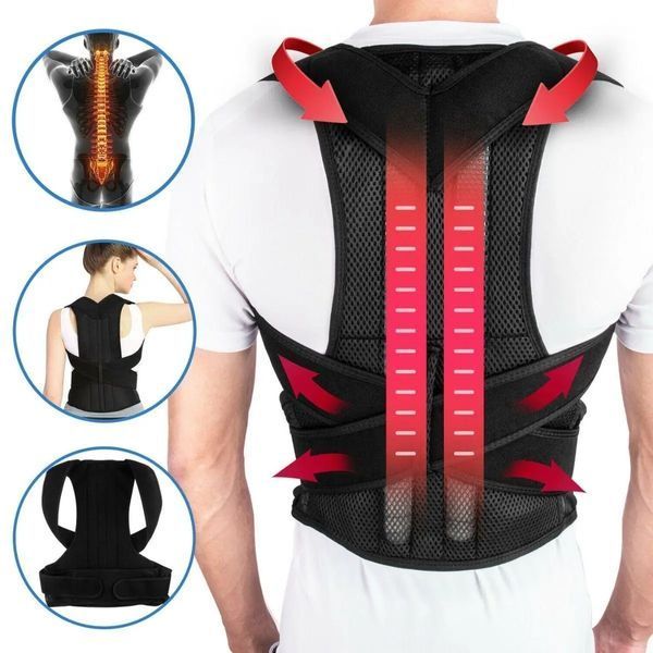 Грудопоперековий корсет коректор правильної постави back pain need help чорний для рівної спини від сутулості 00014741 фото