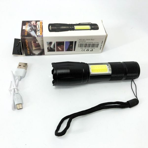Світлодіодний фонарик карманный pld c609-t6+cob, сверхмощный фонарик, яркий фонарик, качественный фонарик 00022939 фото