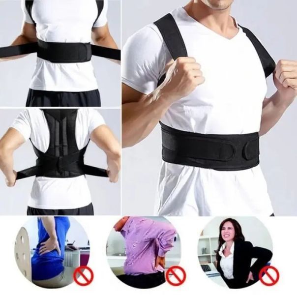 Грудопоперековий корсет коректор правильної постави back pain need help чорний для рівної спини від сутулості 00014741 фото