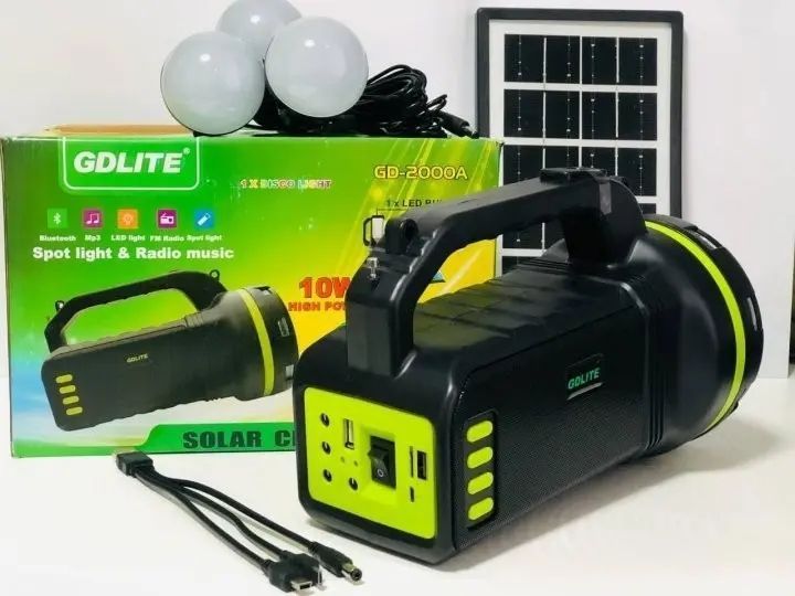 Портативная солнечная система GDLITE GD-2000А универсальная солнечная панель повербанк FM радио OK 00023636 фото
