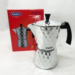 Гейзерна кавоварка Magio MG-1004 300 мл, гейзерна турка для кави, гейзерна кавоварка з нержавіючої сталі 00019884 фото
