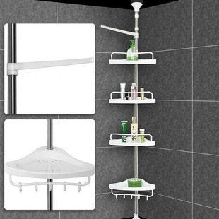 Кутова полиця у ванну Multi Corner Shelf AD 9866 з металу та пластику 2.6 метра, 4 полиці, регульована 00013317 фото