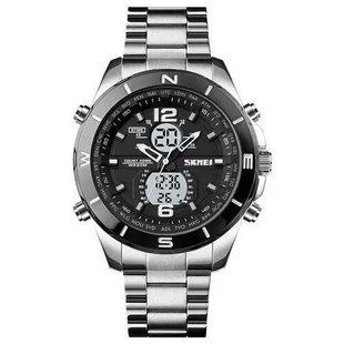 Часы наручные мужские SKMEI 1670SIWT SILVER-WHITE, часы тактические противоударные. Цвет: серебряный 00022051 фото