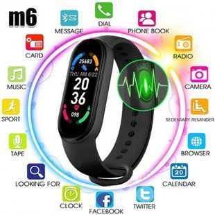 Фитнес браслет FitPro Smart Band M6 (смарт часы, пульсоксиметр, пульс). Цвет: черный 00022398 фото