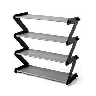 Полиця для взуття органайзер компактний стійка складана Shoe Rack YH 8802 4 полиці. Колір: чорний 00013665 фото
