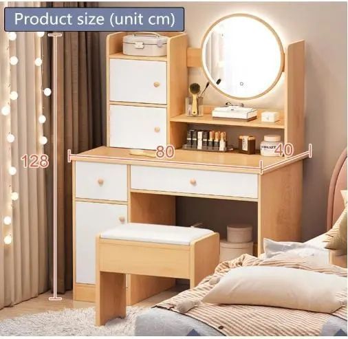 Стіл для макіяжу з LED дзеркалом STL-MD 74 (Г40/Ш80/В127, КОРИЧНЕВО-БІЛИЙ) 00014142 фото
