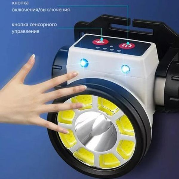 Фонарь налобный PLD-LY004-XPE+COB, фонарик на голову для роботы, мощный фонарик светодиодный на голову 00022959 фото