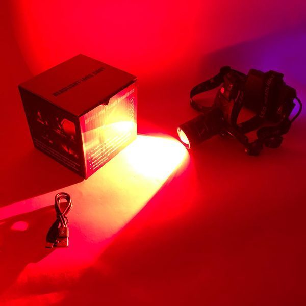 Ліхтар налобний NIGHT VISION FLUORESCENCE CT012-3L-2TG(white+red), Налобний ліхтар з лінзою 00023377 фото