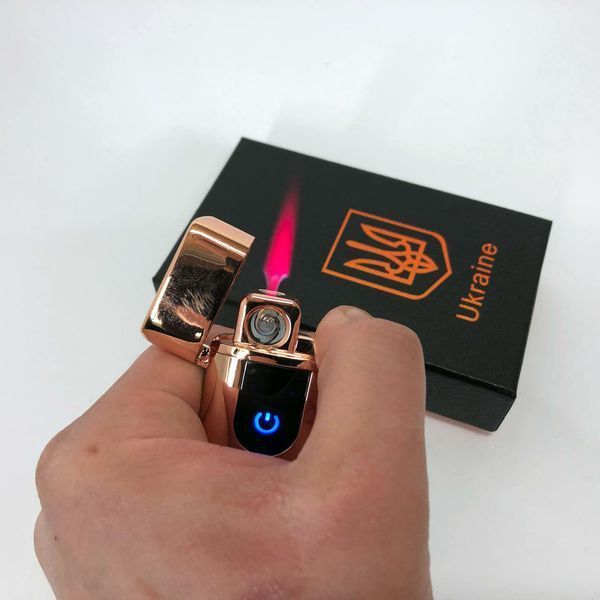 Электрическая и газовая зажигалка Украина с USB-зарядкой HL-431, Юсб зажигалка. Цвет: золотой 00023577 фото