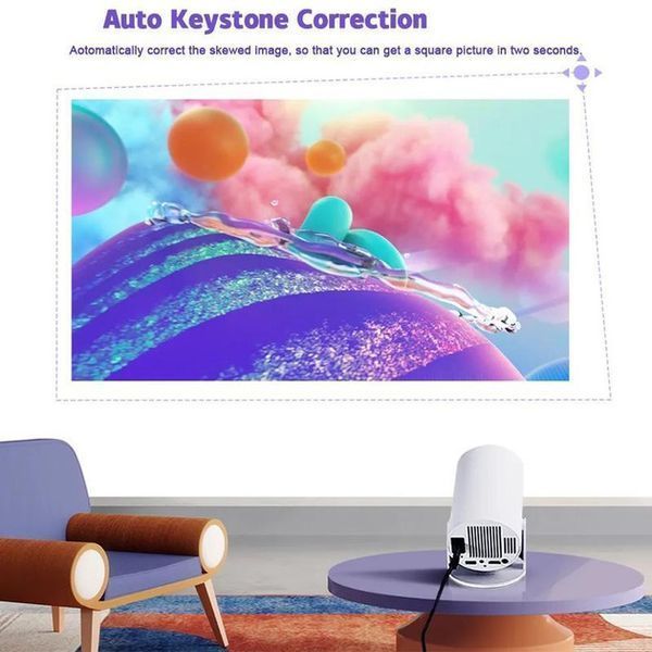 LED Проектор для дому портативний Смарт з WiFi, Bluetooth, Android 11, білий, 1280х720р 00012695 фото