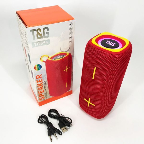 Портативна Bluetooth колонка TG654 8W з підсвічуванням, блютуз колонка для вулиці. Колір: червоний 00017252 фото