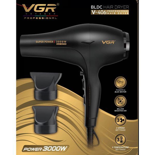 Фен VGR V-406 BLACK 3000Вт 00015424 фото