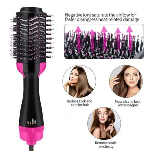 Фен Щетка расчёска 3в1 One step Hair Dryer 1000 Вт 3 режима выпрямитель для укладки волос стайлер с функцией ионизации 00014311 фото