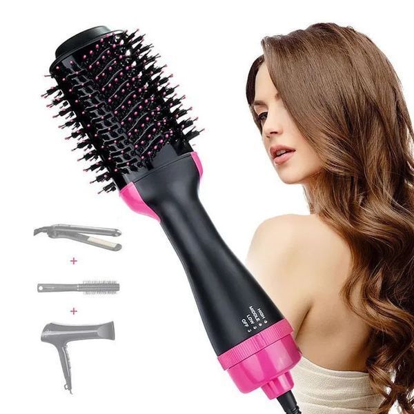 Фен Щетка расчёска 3в1 One step Hair Dryer 1000 Вт 3 режима выпрямитель для укладки волос стайлер с функцией ионизации 00014311 фото