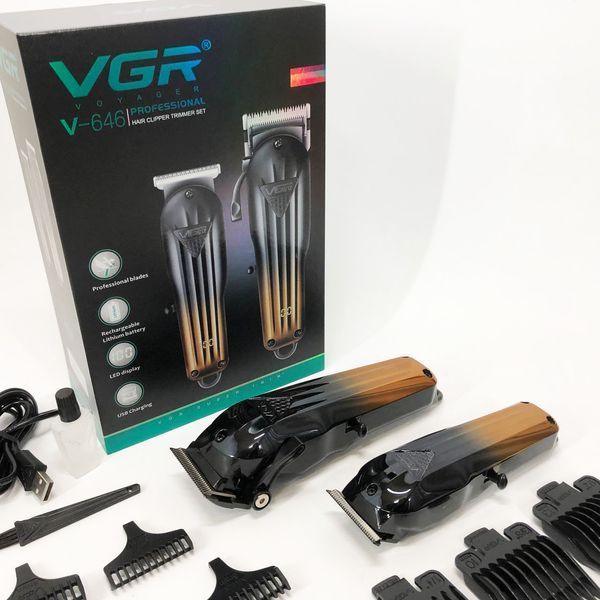 Комплект VGR 2 в 1 V-646 акумуляторна машинка для стрижки та триммер 00014800 фото