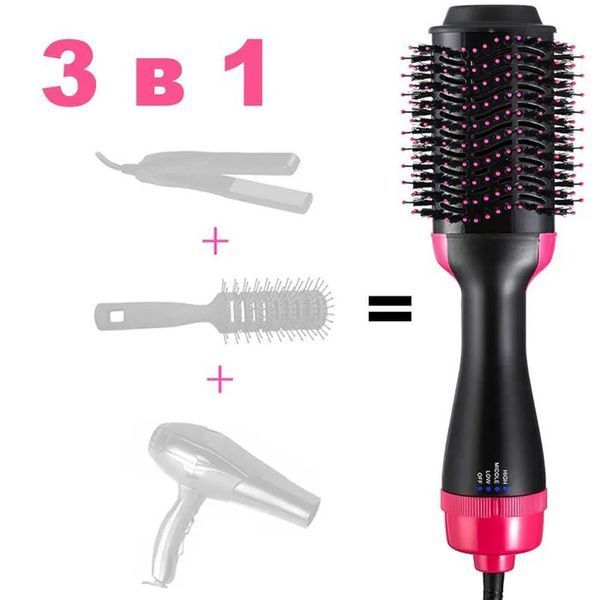 Фен Щетка расчёска 3в1 One step Hair Dryer 1000 Вт 3 режима выпрямитель для укладки волос стайлер с функцией ионизации 00014311 фото