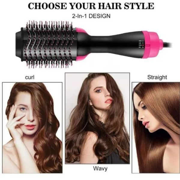 Фен Щетка расчёска 3в1 One step Hair Dryer 1000 Вт 3 режима выпрямитель для укладки волос стайлер с функцией ионизации 00014311 фото