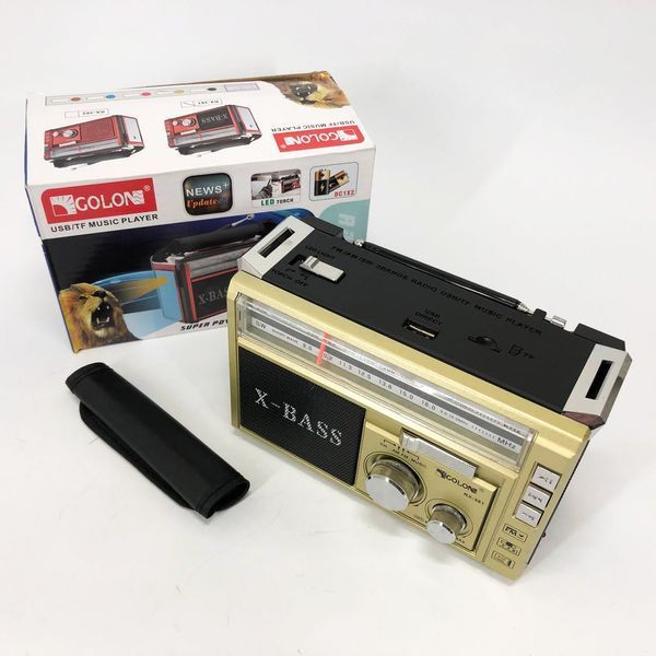 Радиоприёмник портативное радио Golon RX-381 аккумуляторный ретро колонка usb sd mp3 fm. Цвет: желтый 00017304 фото