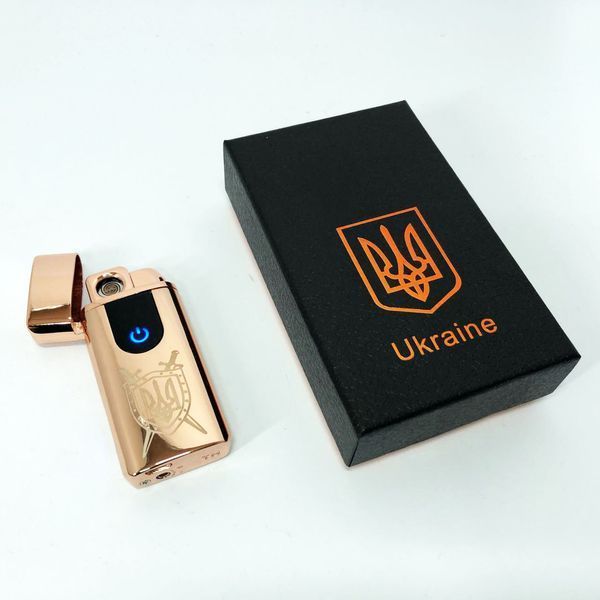 Электрическая и газовая зажигалка Украина с USB-зарядкой HL-431, Юсб зажигалка. Цвет: золотой 00023577 фото