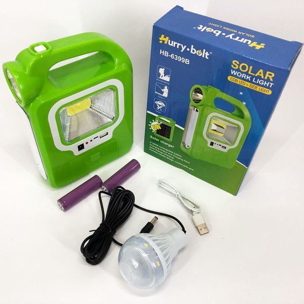 Ліхтар кемпінг переносний 6399А - LED+COB, power bank, 2x18650, сонячна батарея. Колір: зелений 00023455 фото
