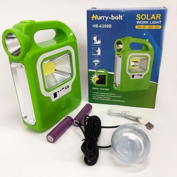 Ліхтар кемпінг переносний 6399А - LED+COB, power bank, 2x18650, сонячна батарея. Колір: зелений 00023455 фото