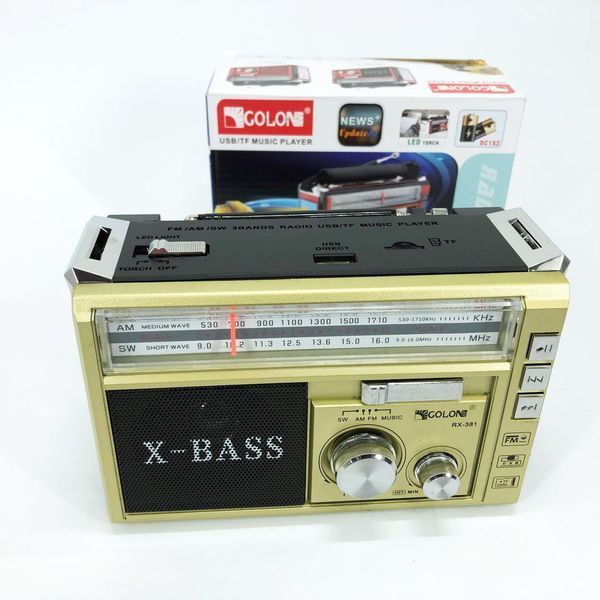 Радиоприёмник портативное радио Golon RX-381 аккумуляторный ретро колонка usb sd mp3 fm. Цвет: желтый 00017304 фото