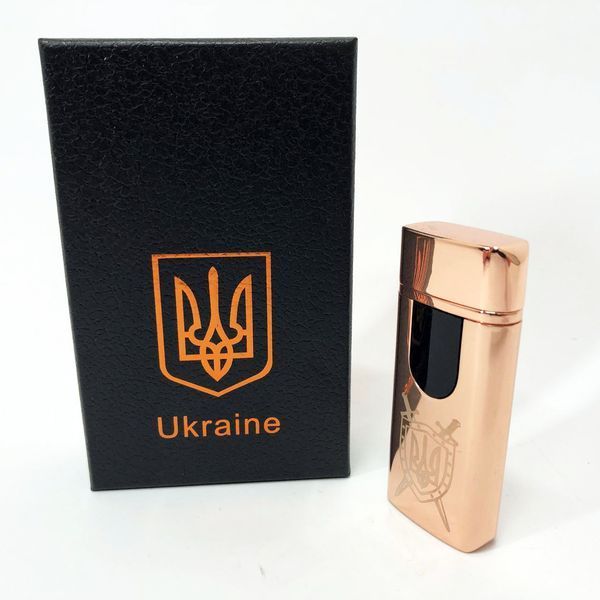 Электрическая и газовая зажигалка Украина с USB-зарядкой HL-431, Юсб зажигалка. Цвет: золотой 00023577 фото
