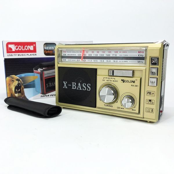 Радиоприёмник портативное радио Golon RX-381 аккумуляторный ретро колонка usb sd mp3 fm. Цвет: желтый 00017304 фото