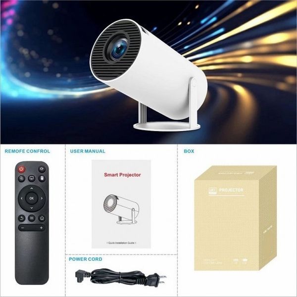LED Проектор для дому портативний Смарт з WiFi, Bluetooth, Android 11, білий, 1280х720р 00012695 фото