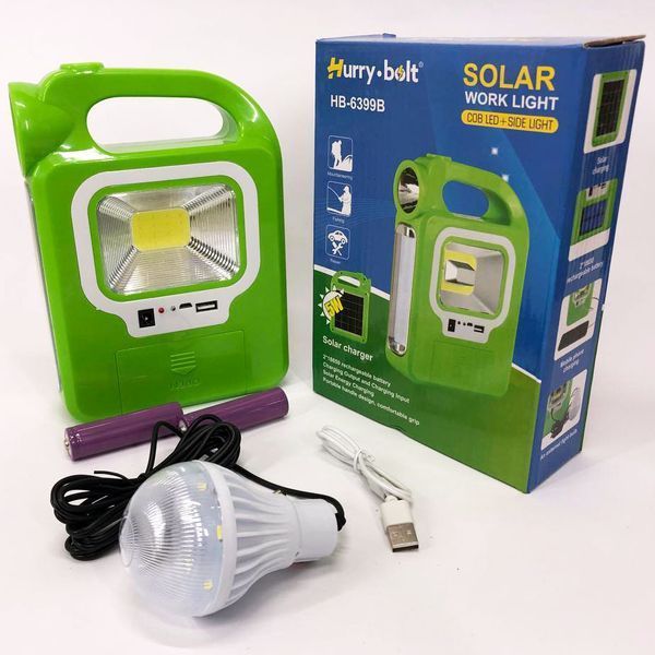 Ліхтар кемпінг переносний 6399А - LED+COB, power bank, 2x18650, сонячна батарея. Колір: зелений 00023455 фото