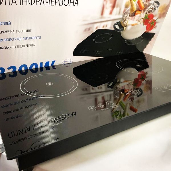 Электроплита большая индукционная на 2 конфорки Suntera ICD-2202 2200 Вт, Электроплита настольная от сети 00018950 фото