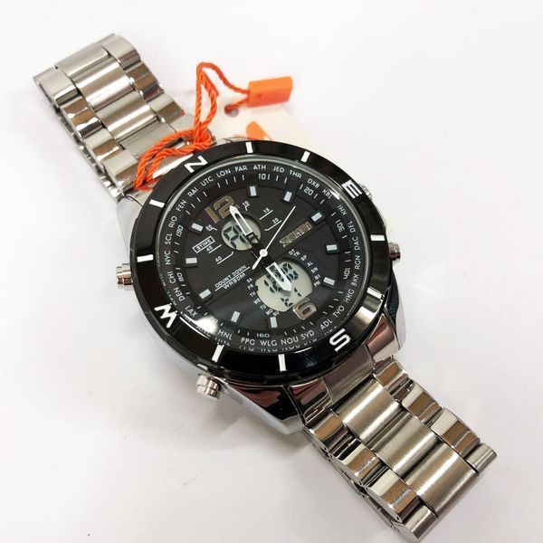 Часы наручные мужские SKMEI 1670SIWT SILVER-WHITE, часы тактические противоударные. Цвет: серебряный 00022051 фото