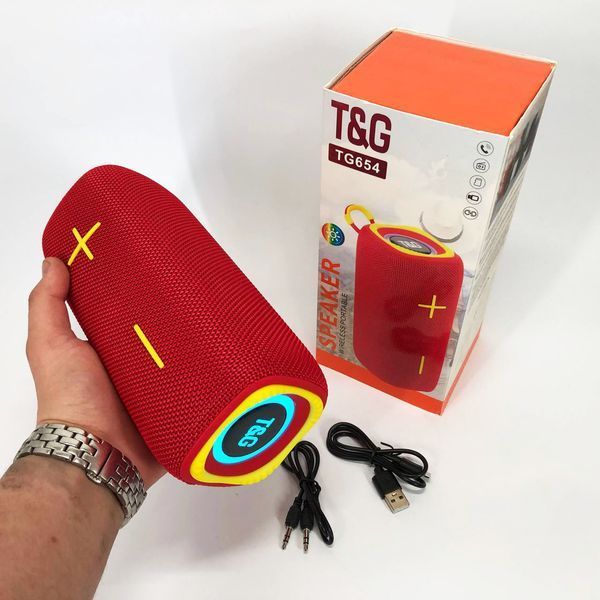 Портативна Bluetooth колонка TG654 8W з підсвічуванням, блютуз колонка для вулиці. Колір: червоний 00017252 фото